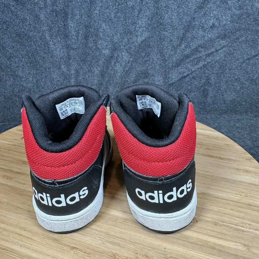 Adidas Black Red White High Top Basketball Shoes Sneakers‎ Little Kids 6K
